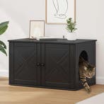 vidaXL Kattenhuis Zwart 85 x 55 x 50,5 cm Bewerkt hout, Dieren en Toebehoren, Katten-accessoires, Verzenden, Nieuw