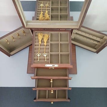 Boîte à bijoux - Coffret à bijoux - Bois, Miroir