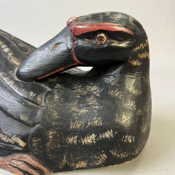Decoratief ornament - Hand gestoken Houten eend lokeend -, Antiek en Kunst