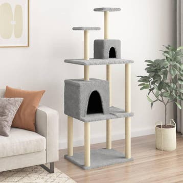 vidaXL Kattenmeubel met sisal krabpalen 167 cm lichtgrijs, Verzenden, Nieuw