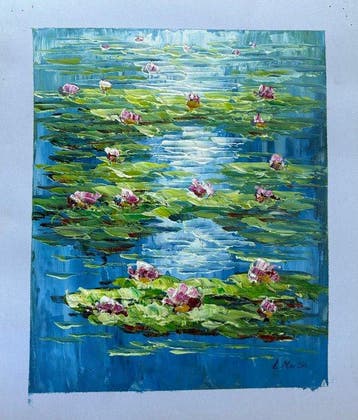 L. Martin (XXI) - Water Lilies Inspiration, Antiquités & Art