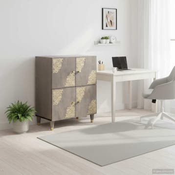 vidaXL Dressoir Grijs en Goud 60 x 33 x 75 cm Massief Mango, Verzenden, Nieuw