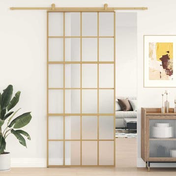 vidaXL Schuifdeur 90x205 cm mat ESG-glas en aluminium, Verzenden, Nieuw