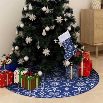 vidaXL Kerstboomrok luxe met sok 150 cm stof blauw, Diversen, Verzenden, Nieuw