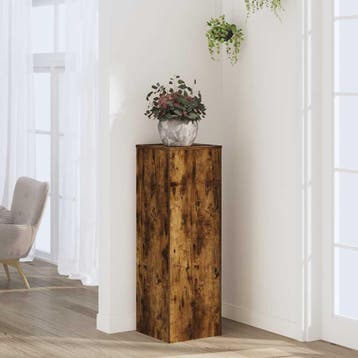 vidaXL Plantenstandaard 33x33x100 cm bewerkt hout gerookt, Tuin en Terras, Verzenden, Nieuw