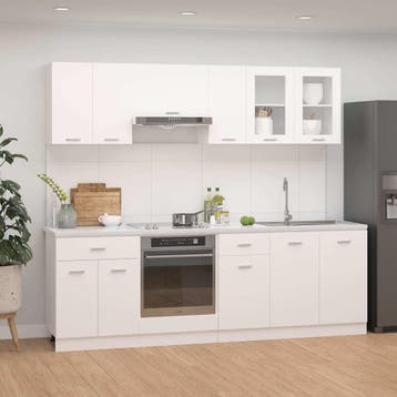 vidaXL 8-delige Keukenkastenset Lyon bewerkt hout wit, Verzenden, Nieuw