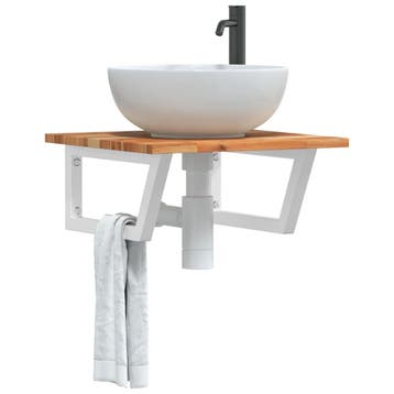vidaXL Badkamer wandschap staal en massief acaciahout, Verzenden, Nieuw