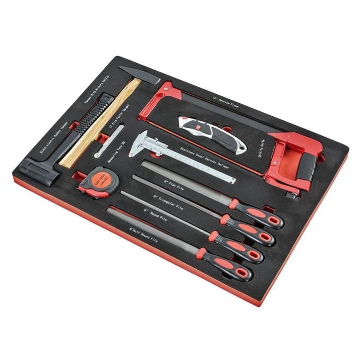 Gereedschapset 11-delig - ijzerzaag - vijlen - schuifmaat -, Doe-het-zelf en Bouw, Gereedschapskisten, Ophalen of Verzenden