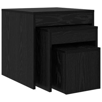 vidaXL Salontafel 3 st Zwart Eiken 45 x 45 x 45 cm Bewerkt, Verzenden, Nieuw