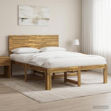 vidaXL Tweepersoonsbed met hoofdbord ROSTOCK Wit 140 x 190, Verzenden, Nieuw