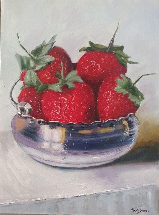 A. De Santis (XX-XXI) - Fragole, Antiek en Kunst, Kunst | Schilderijen | Klassiek
