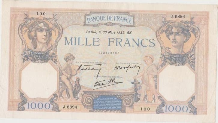 France Frankreich Fay 38/35 1 000 Francs Ceres en Merkur..., Postzegels en Munten, Bankbiljetten | Europa | Niet-Eurobiljetten