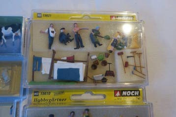 Preiser, Faller, Noch H0 - Treinset (6) - 6-set met figuren, Hobby en Vrije tijd, Modeltreinen | H0, Nieuw