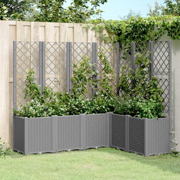 vidaXL Plantenbak met latwerk 160x120x140 cm polypropeen, Verzenden, Nieuw