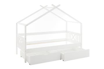 Huisbed wit 90x200 + lades | Retour deal | Sla je slag, Kinderen en Baby's, 85 tot 100 cm, Verzenden, Zo goed als nieuw, Lattenbodem