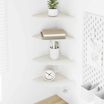 vidaXL Hoek Plank 4 st Wit 24 x 24 x 2 cm, Verzenden