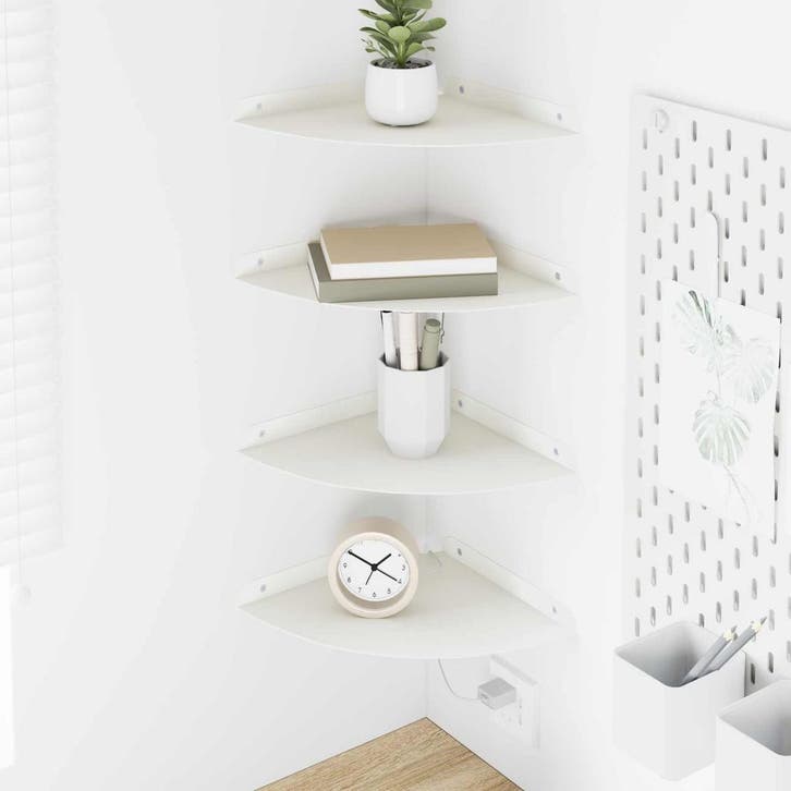 vidaXL Hoek Plank 4 st Wit 24 x 24 x 2 cm, Maison & Meubles, Armoires | Armoires murales, Envoi