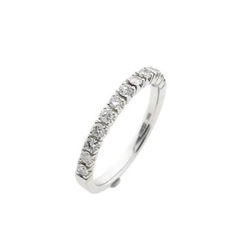 Witgouden rijring met diamanten; 0,48 ct., Handtassen en Accessoires, Ringen, Gebruikt, 19 tot 20, Ophalen of Verzenden, Met edelsteen