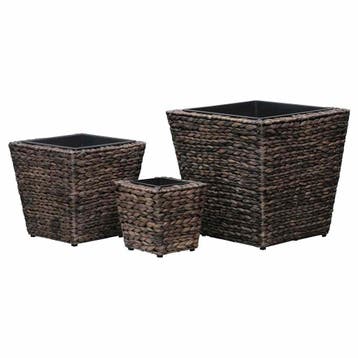 vidaXL Plantenbakken verhoogd 3 st waterhyacint bruin, Tuin en Terras, Verzenden, Nieuw