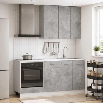 vidaXL Keukenblok LYON 5 pcs Betongrijs Bewerkt hout, Verzenden, Nieuw
