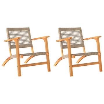 vidaXL Tuinstoelen 2 st poly rattan en acaciahout beige, Verzenden, Nieuw