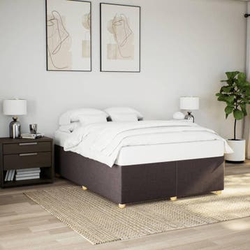 vidaXL Bedframe zonder matras stof donkerbruin 140x190 cm, Verzenden