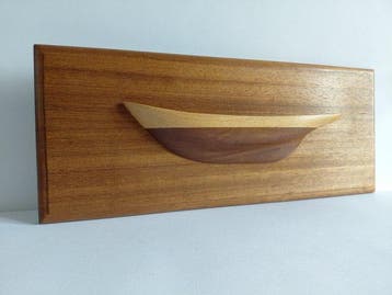 Halfmodel - Large Demi coque décorative en bois, 43.5 cm