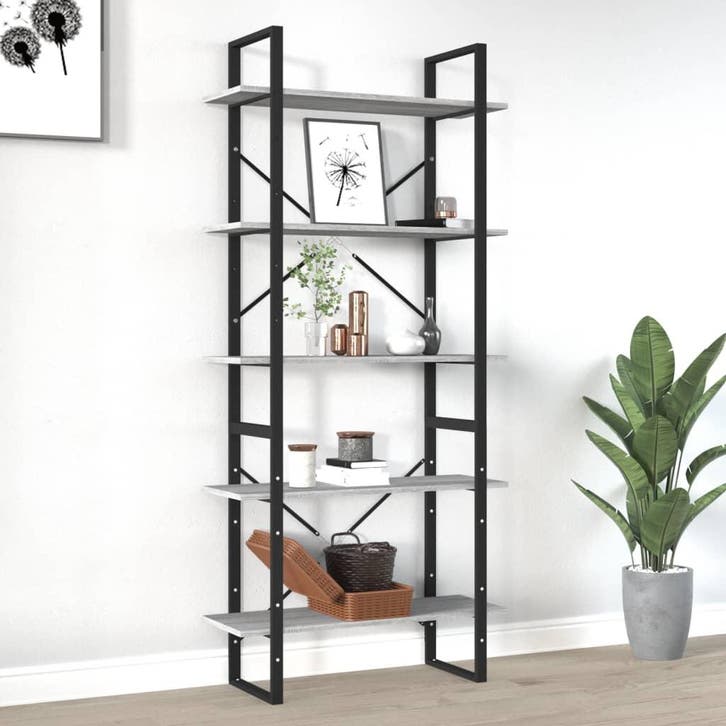 vidaXL Boekenkast 80x30x175 cm bewerkt hout grijs sonoma, Maison & Meubles, Armoires | Bibliothèques, Envoi