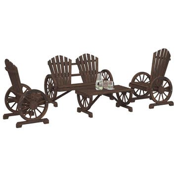 vidaXL 4-delige Loungeset massief vurenhout, Verzenden, Loungeset