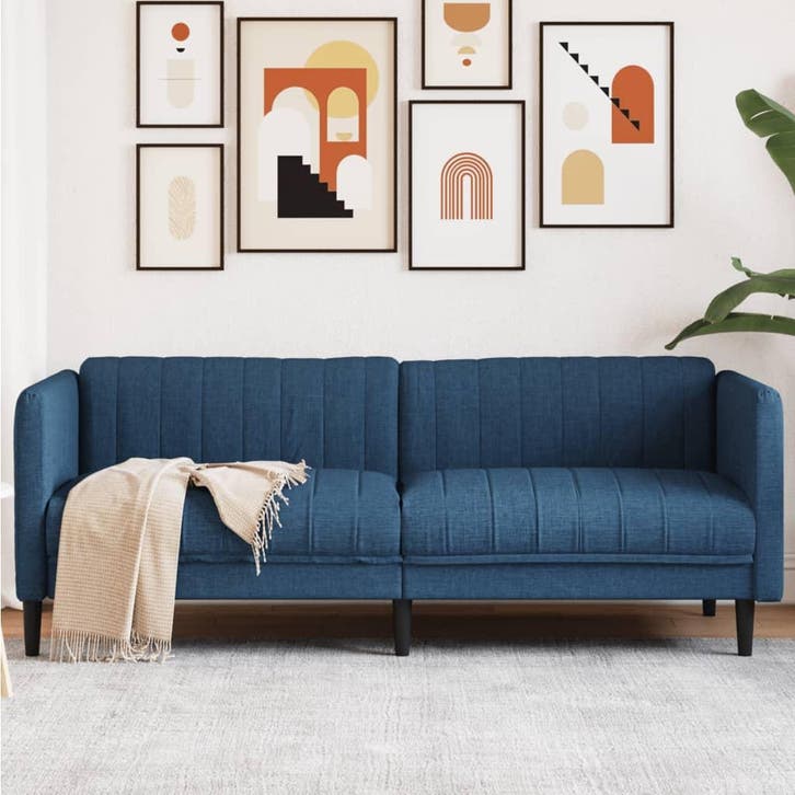 vidaXL Driezitsbank / zetel stof blauw, Maison & Meubles, Canapés | Salons, Envoi