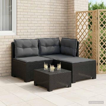 vidaXL 3-Zits Tu bank met Kussens Rattan Look 3-zits PP, Verzenden, Nieuw