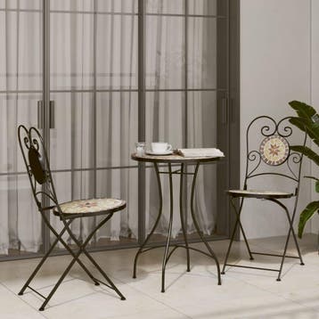 vidaXL Bistroset mozaïek ijzer en keramiek terracottakleurig, Verzenden
