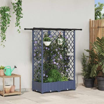 vidaXL Verhoogd Bed met Trellis en Dak Grijs 124 x 40 x 121, Verzenden, Nieuw