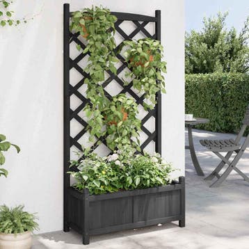 vidaXL Plantenbak met latwerk 75x35x150 cm massief vurenhout, Verzenden, Nieuw