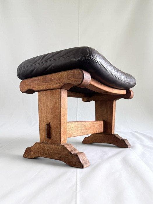Voetenbank - Eik - Vintage eiken hocker, Antiquités & Art, Art | Objets design