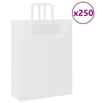 vidaXL Papieren zakken 250 st met hengsels 32x12x42 cm wit, Divers, Emballage cadeau, Verzenden