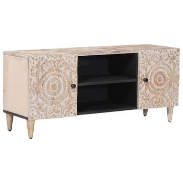 vidaXL TV Kast met opslag Wit 105 x 33,5 x 46 cm Massief, Verzenden, Nieuw
