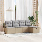 vidaXL Bankstel met kussen 5 pcs Beige en Lichtgrijs poly, Verzenden, Nieuw