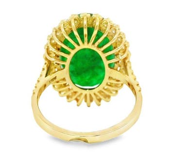 Bague - 14 carats Or jaune - 10.21ct. tw. Émeraude - Diamant, Nieuw