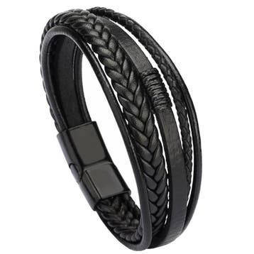 Fako Bijoux - Armband Heren - Zwart 5 Snoeren - Mannen -, Handtassen en Accessoires, Verzenden, Nieuw