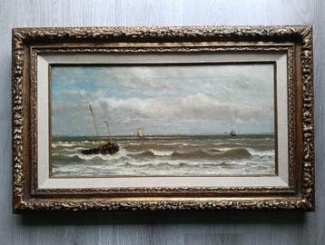 Paul-Jean Clays (1817-1900) - Zeegezicht met boten op de