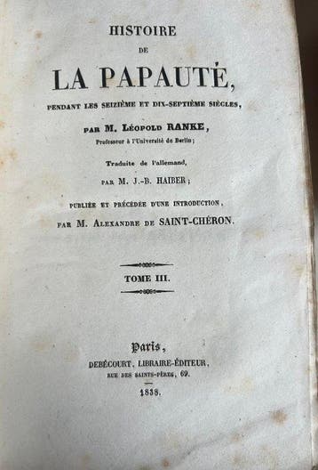 Léopold Ranke (traduction de J.-B. Haiber, introduction