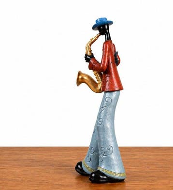 sculptuur, Abstract Jazz Musician Playing Saxophone