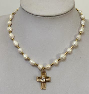 Religieuze set met kruis - 3-delige sieradenset, Antiek en Kunst