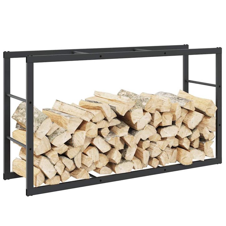 vidaXL Haardhoutrek 110x30x61 cm staal zwart, Tuin en Terras, Brandhout, Verzenden