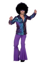 Disco Blouse Metallic Paars Blauw, Verzenden