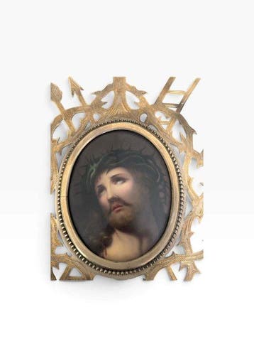 Antiek Wijwatervat - 1850-1900 - Arma Christi Ecce homo