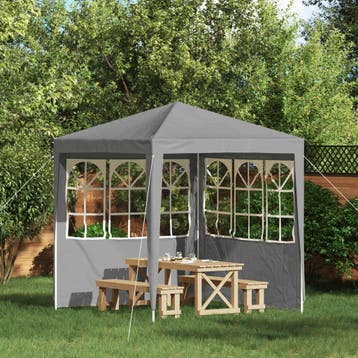 vidaXL Party Tent Zijwand 2 st 200 x 195 cm Lichtgrijs PE en, Tuin en Terras, Verzenden, Nieuw