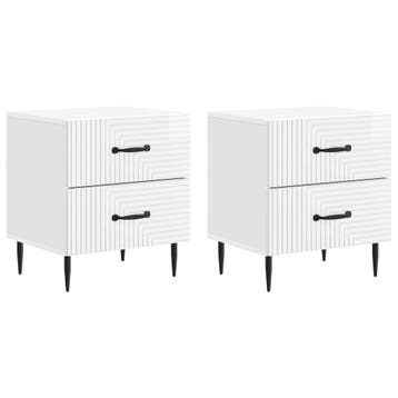 vidaXL Nachtkastje met lade 2 pcs Hoogglans Wit 43 x 34,5 x, Verzenden, Nieuw