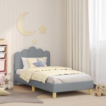 vidaXL Kinderen bedframe met hoofdboard Lichtgrijs 80 x 160, Huis en Inrichting, Slaapkamer | Bedden, Verzenden, Nieuw